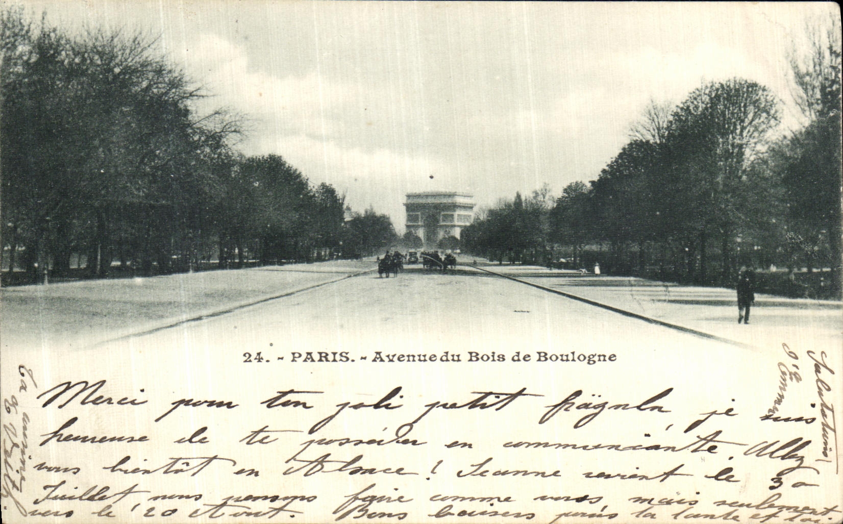 VINTAGE POSTCARD Paris Avenue of the Bois de Boulogne