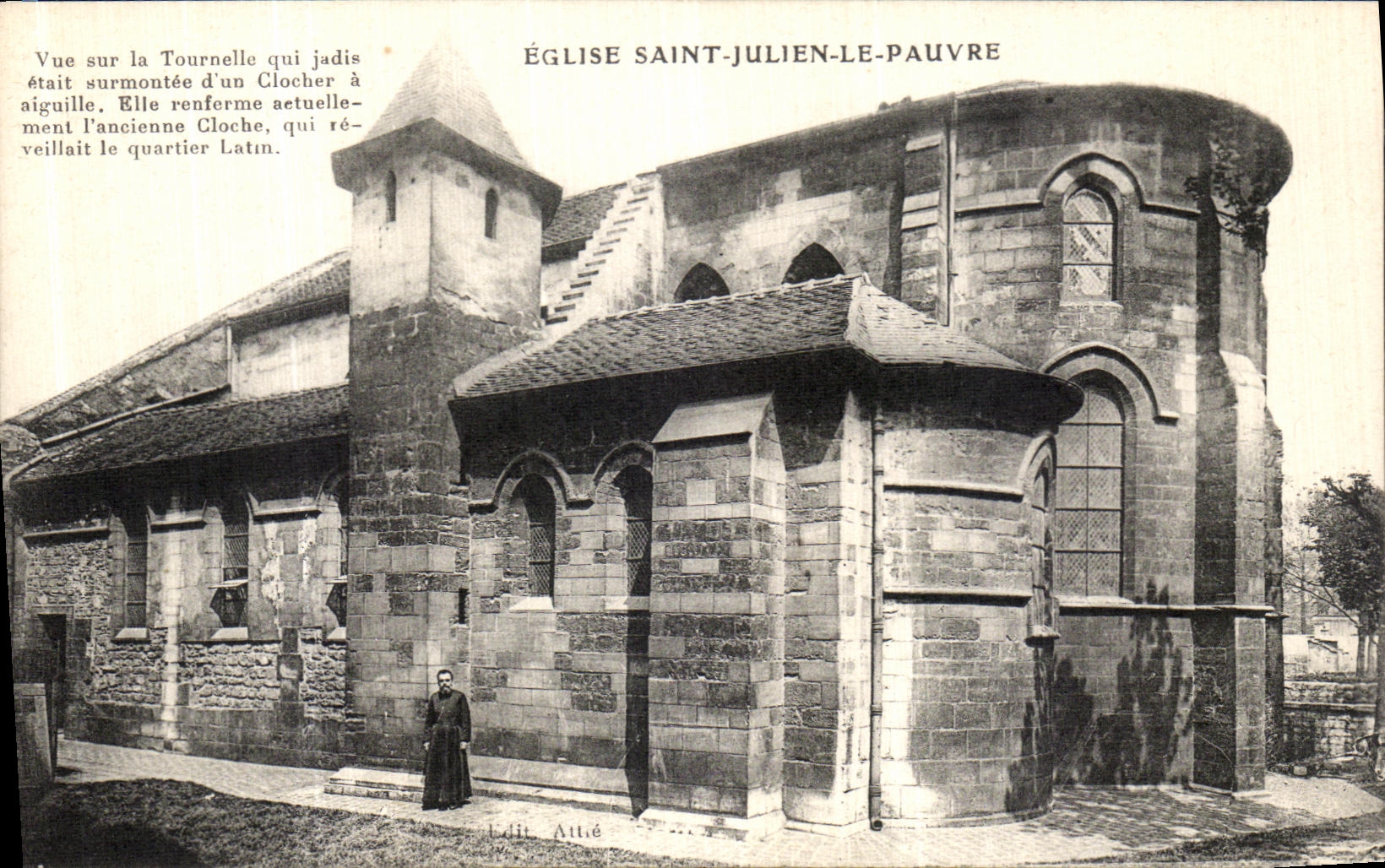 VINTAGE POSTCARD Paris Church Julien Saint the Poor one