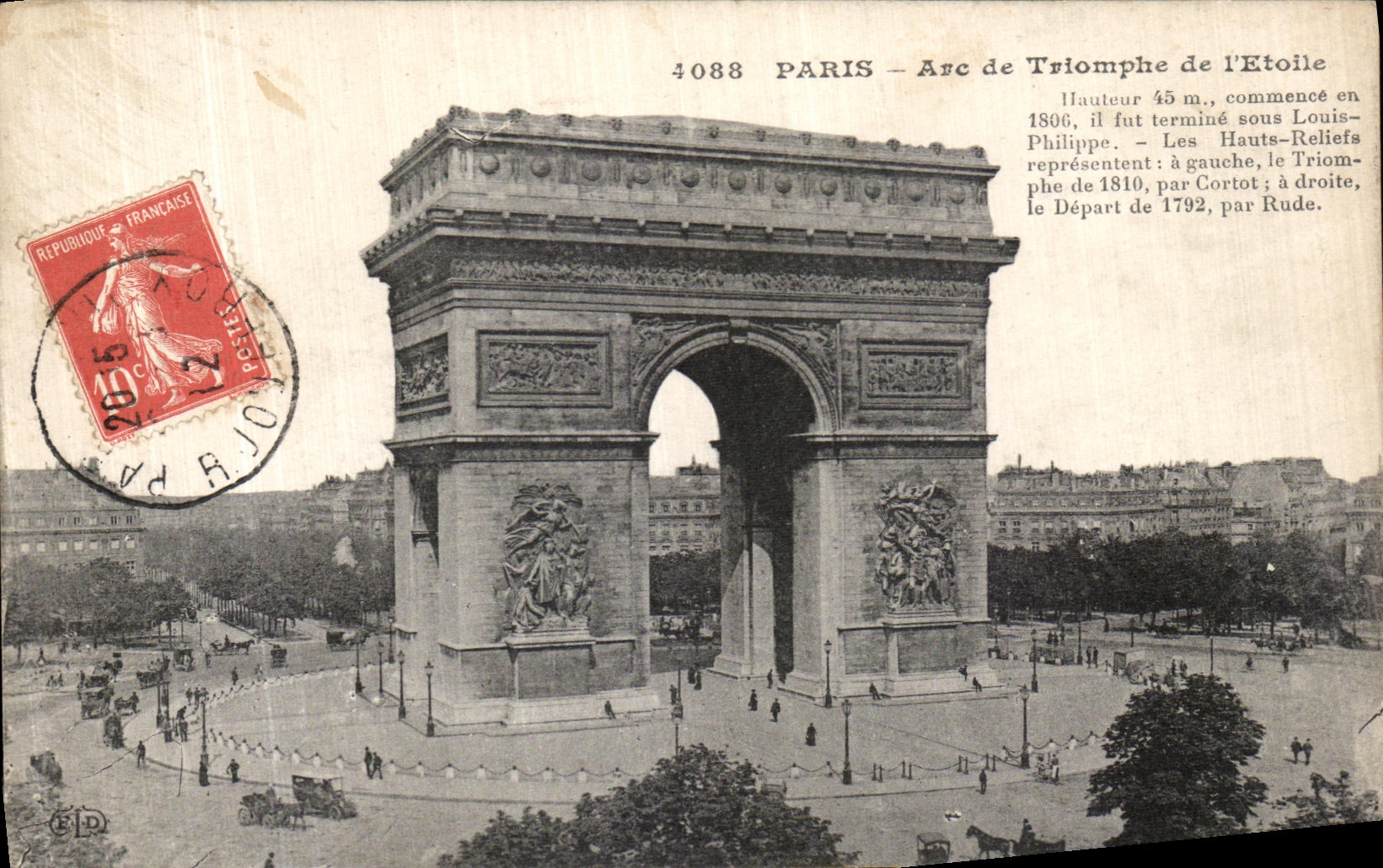 POSTAL Paris de la VENDIMIA Arc de Triomphe de L Etoile