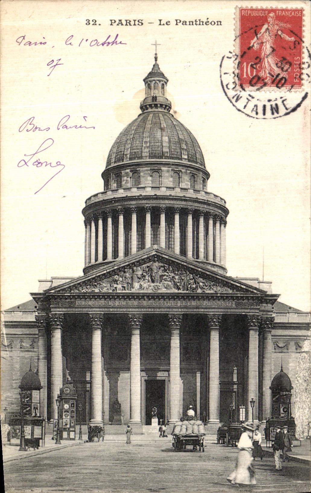 VINTAGE POSTCARD Paris the Pantheon