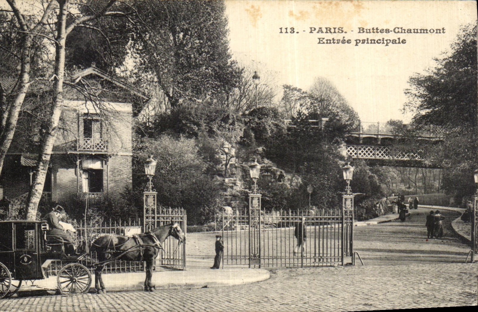 VINTAGE POSTCARD Paris Hillocks Chaumont Main entrance