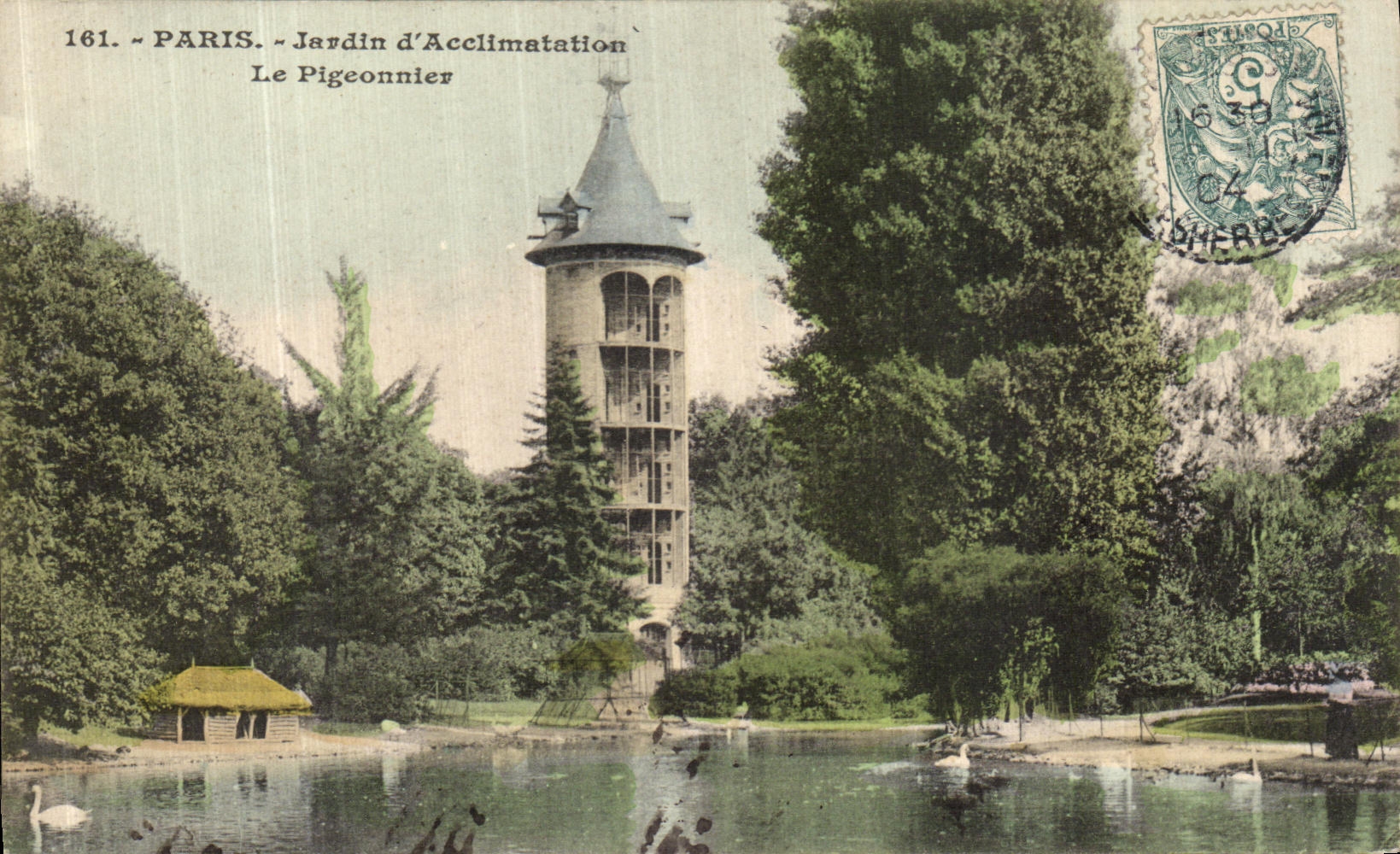 VINTAGE POSTCARD Paris Garden D Acclimatization the Pigeon one