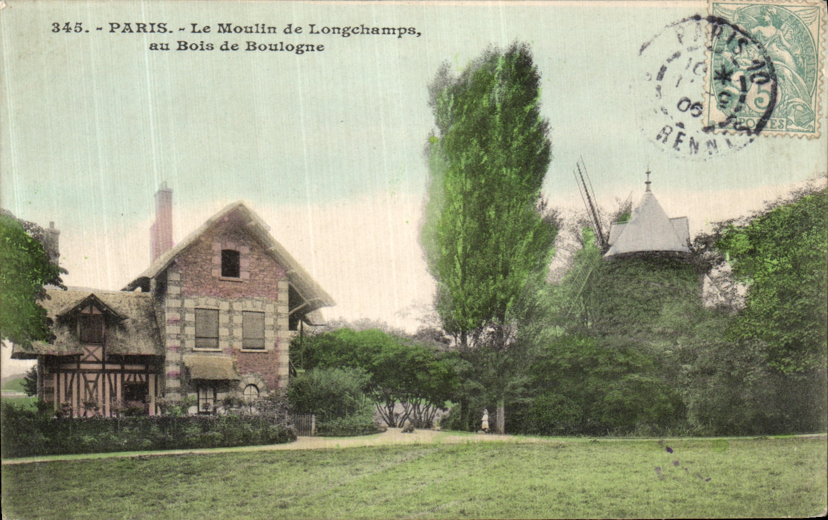 VINTAGE POSTCARD Paris the Mill of Longchamps At the Bois de Boulogne