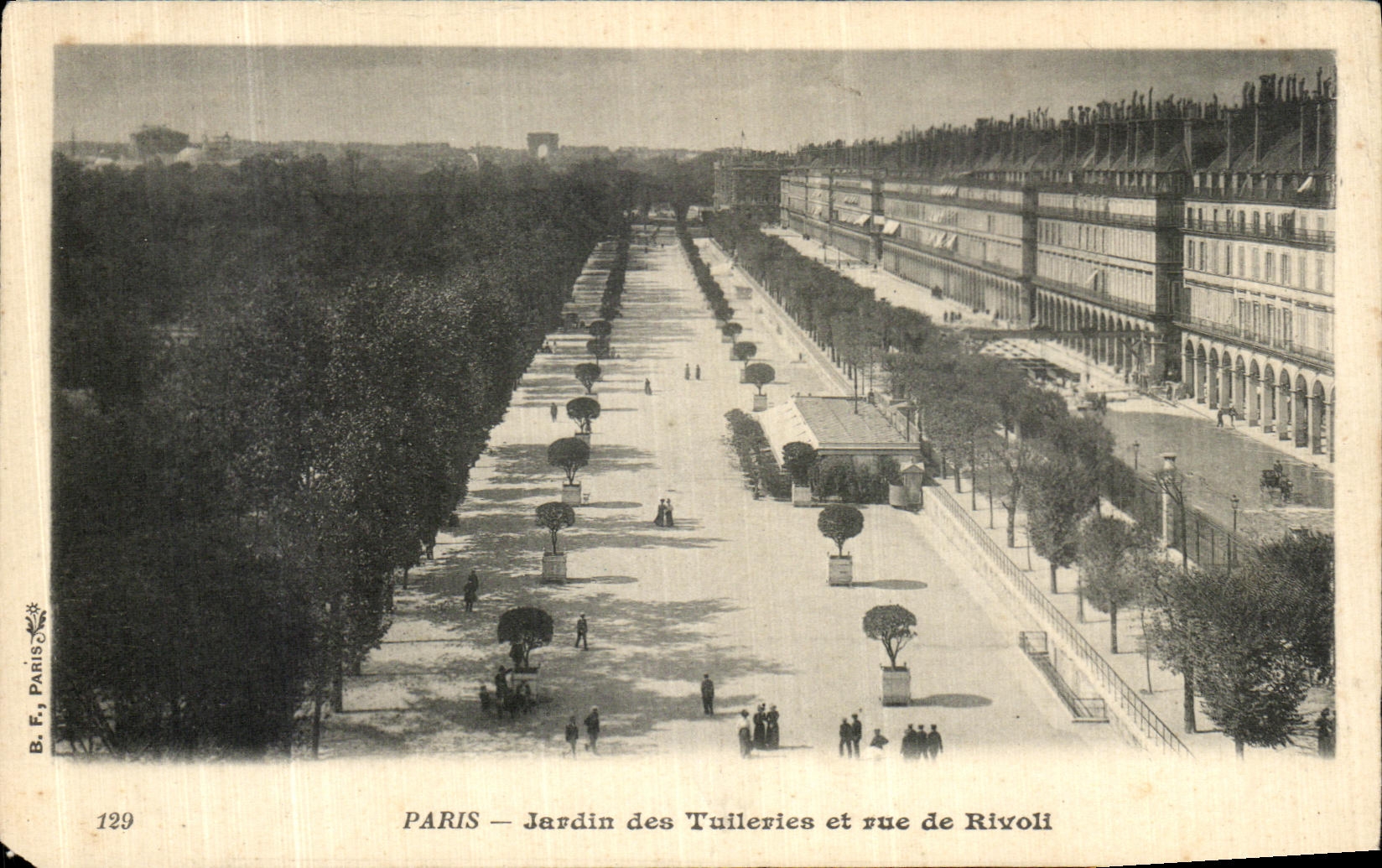 VINTAGE POSTCARD Paris Garden of Tileries and street of Rivoli