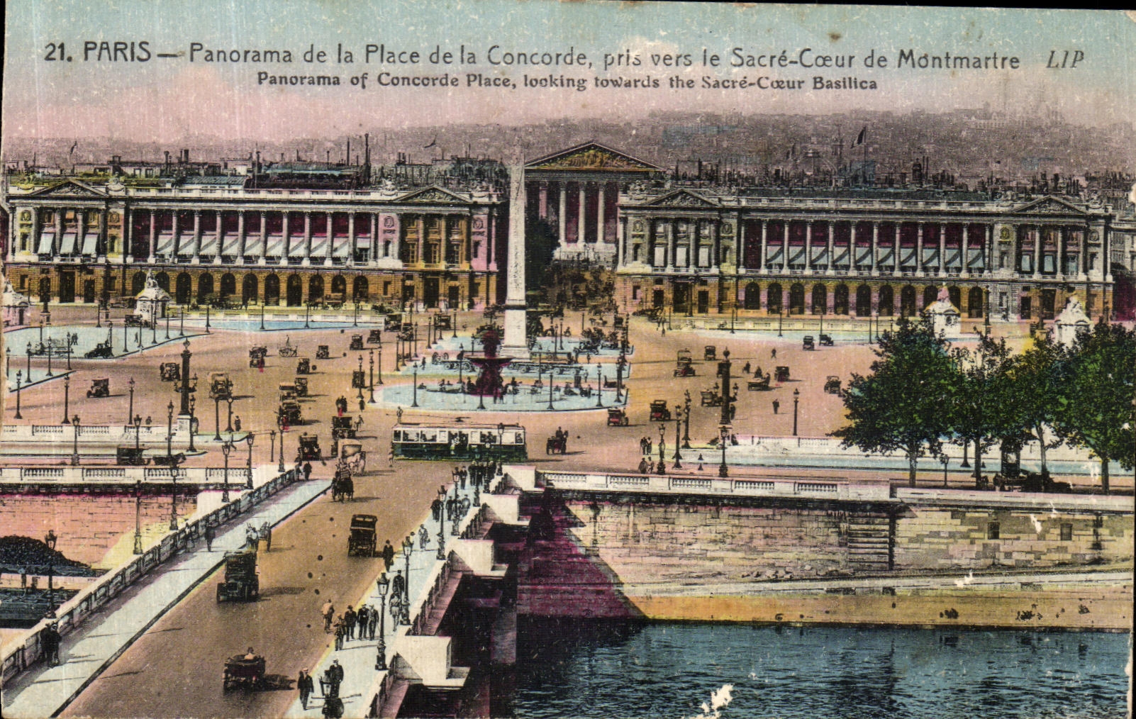 VINTAGE POSTCARD Paris Panorama of the place of the Harmony taken towards the Sacring heart of Montmartre