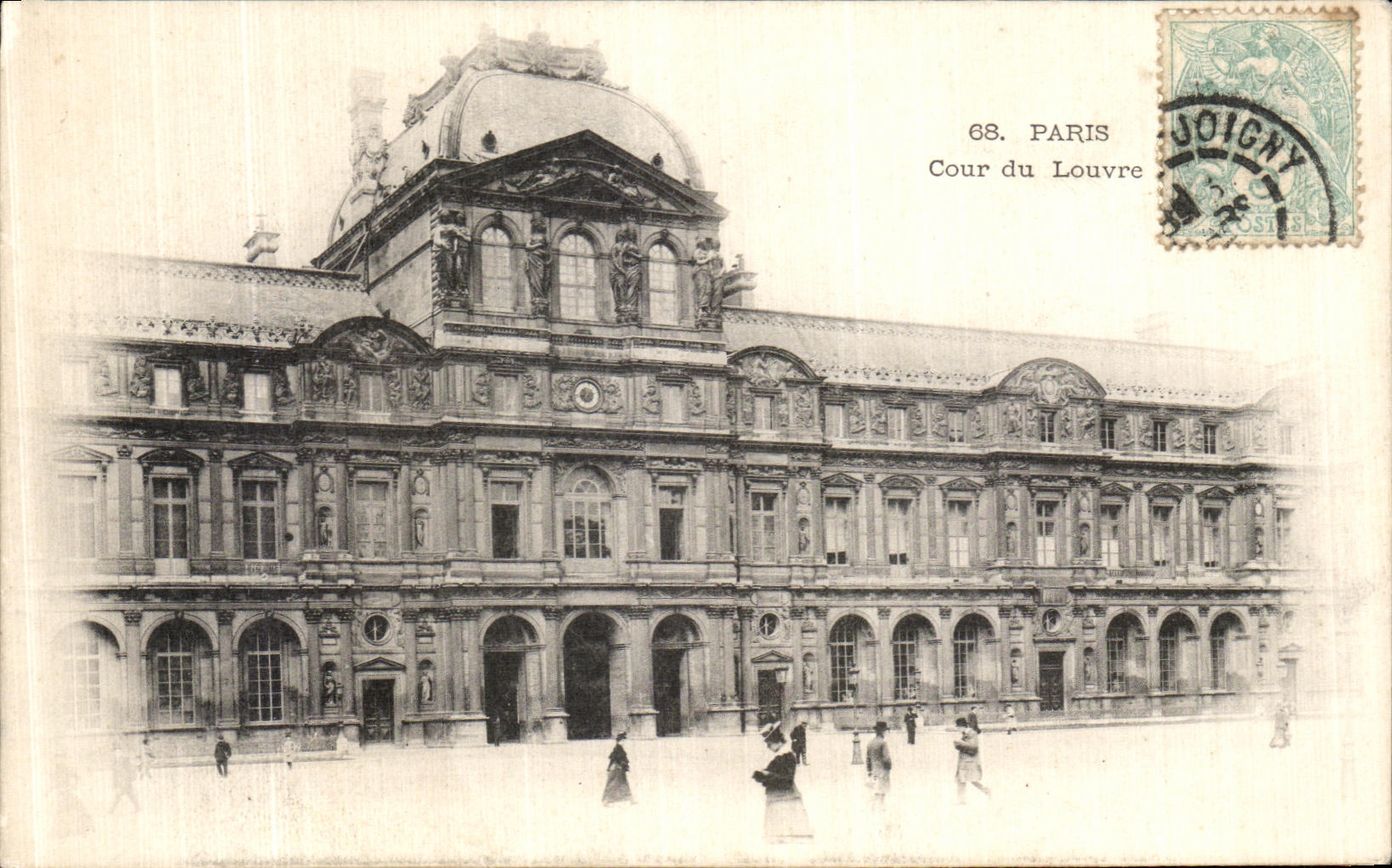 VINTAGE POSTCARD Paris Court of Louvre