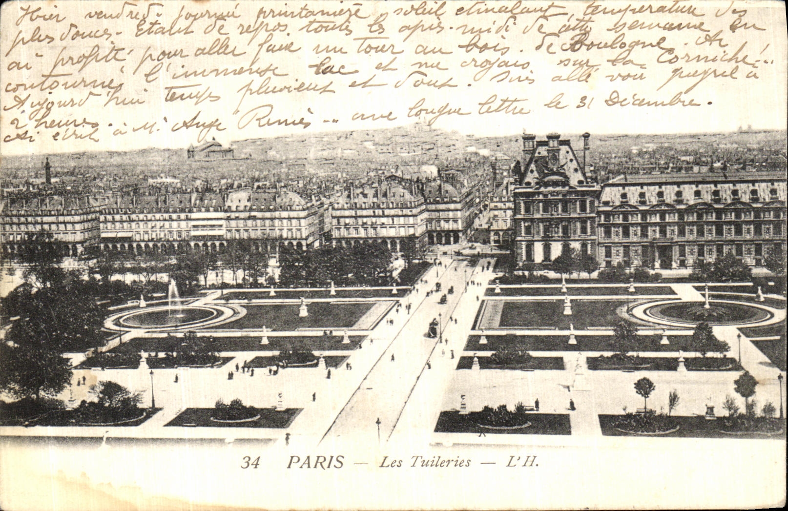 VINTAGE POSTCARD Paris Tileries