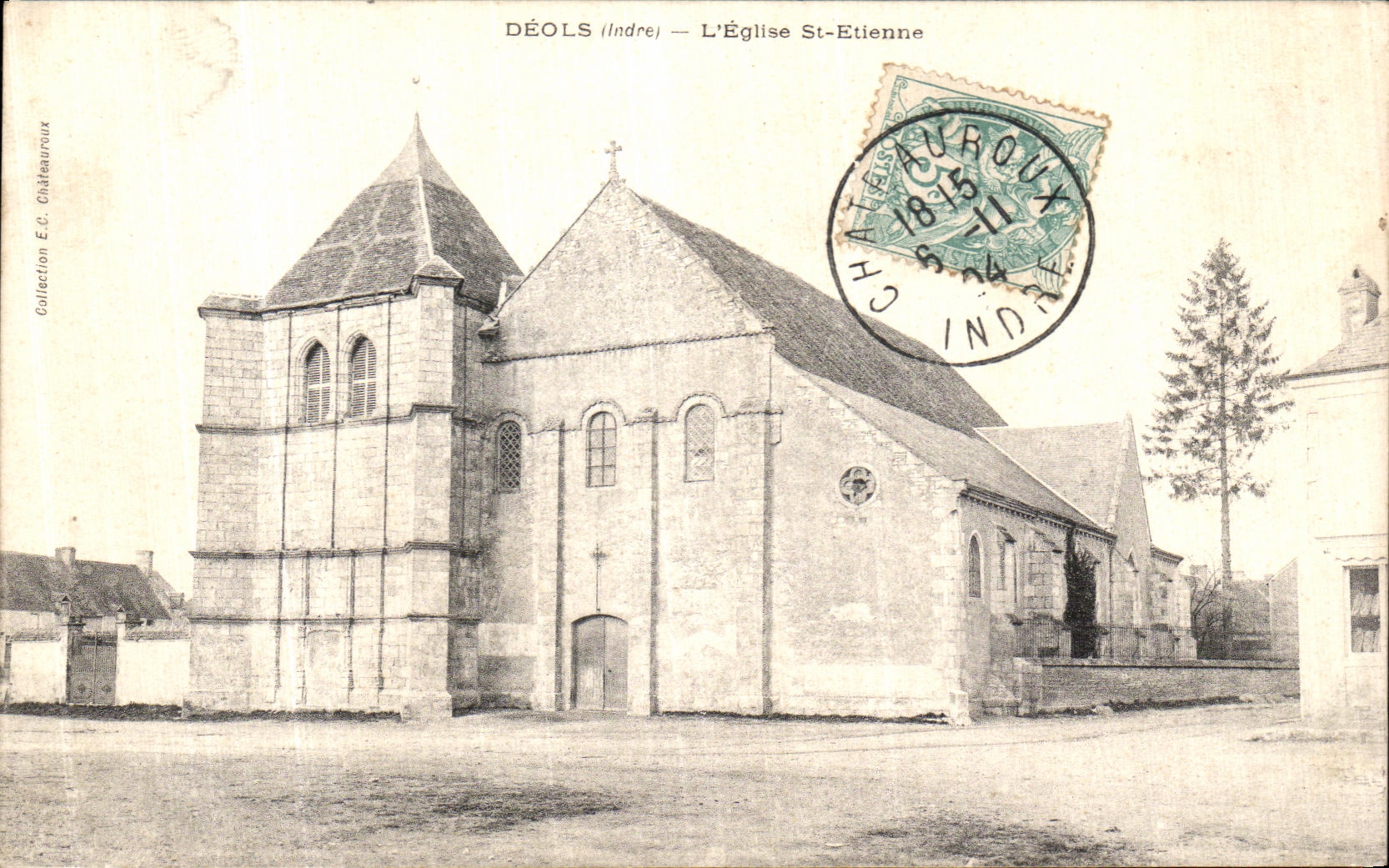 VINTAGE POSTCARD Deols L Church St Etienne