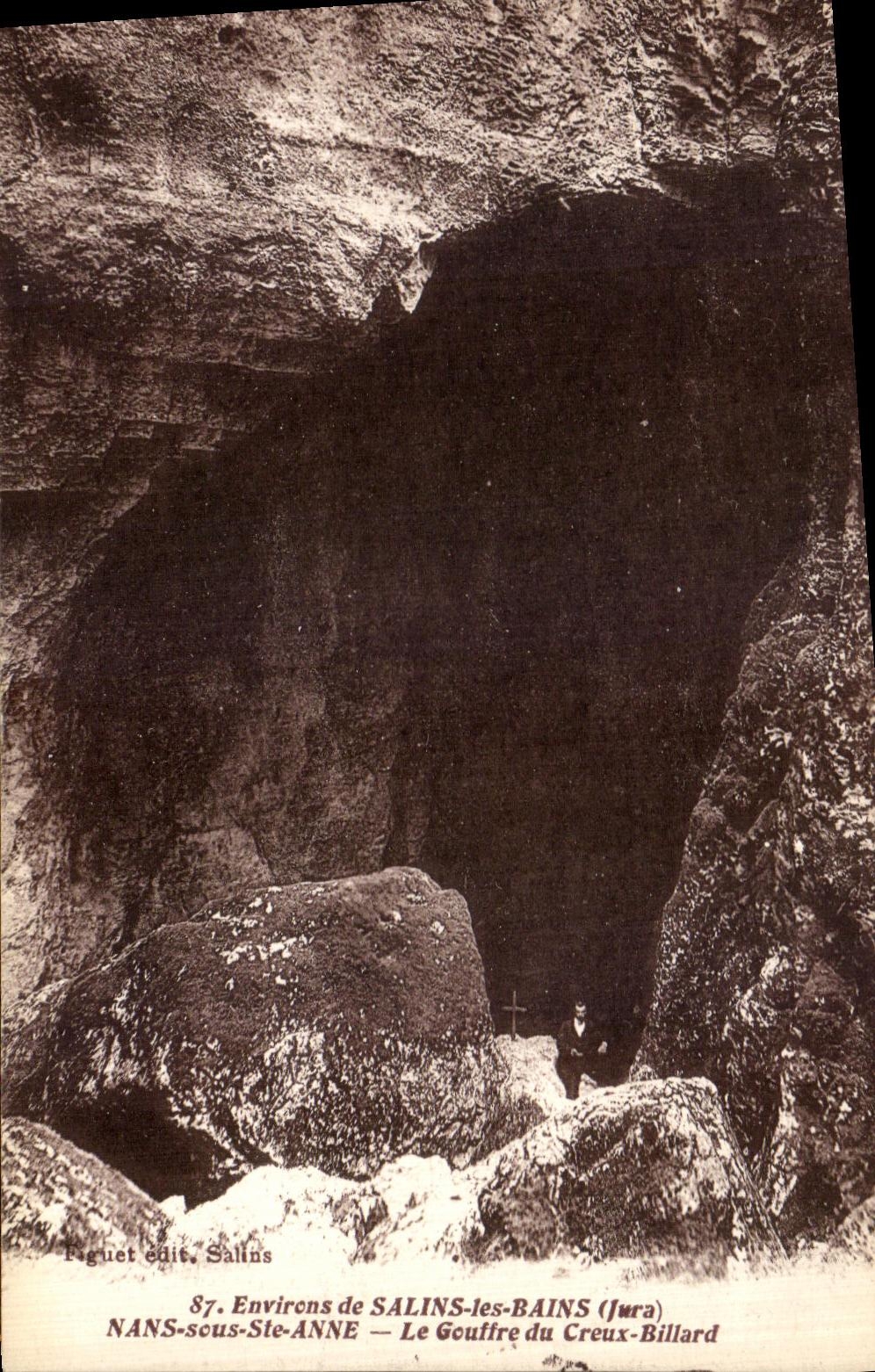 VINTAGE POSTCARD Surroundings Saline Les Bains Nans Under co Anne the Pit of Creaux Billiards