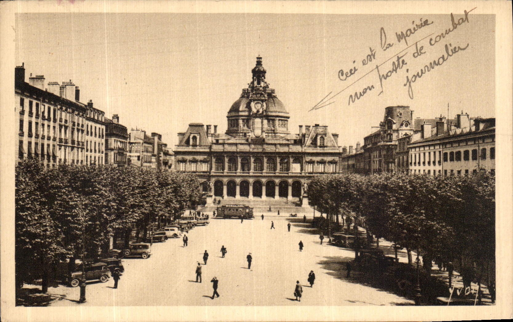 VINTAGE POSTCARD Sainte Etienne L Town hall and the Place