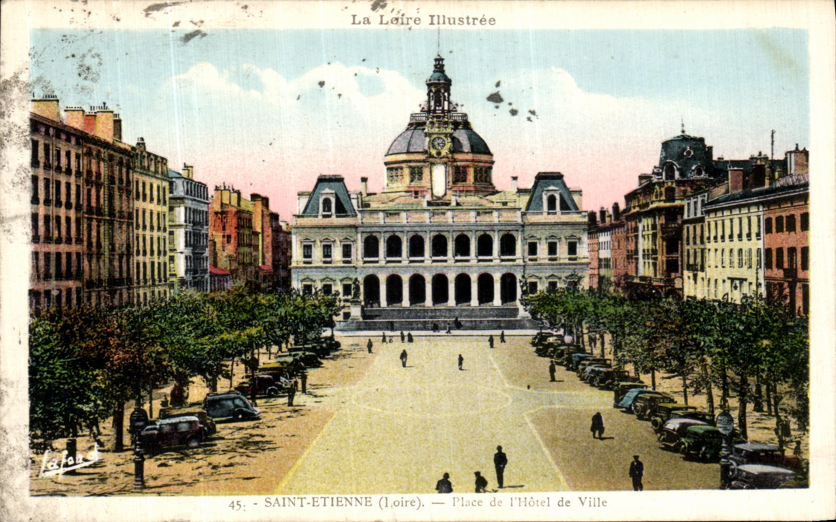 VINTAGE POSTCARD Sainte Etienne Places L Town hall