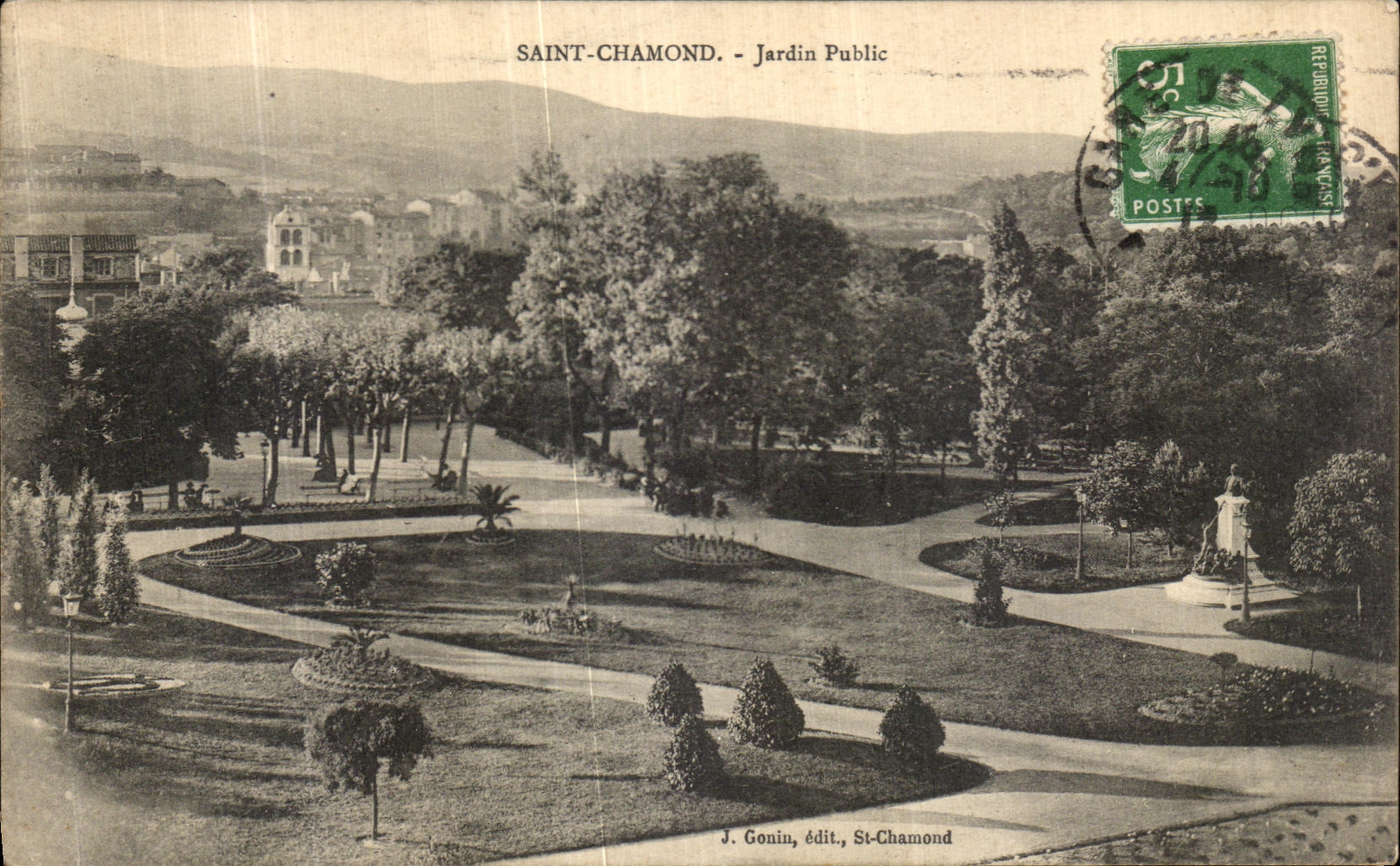 VINTAGE POSTCARD Holy Chamond Public garden