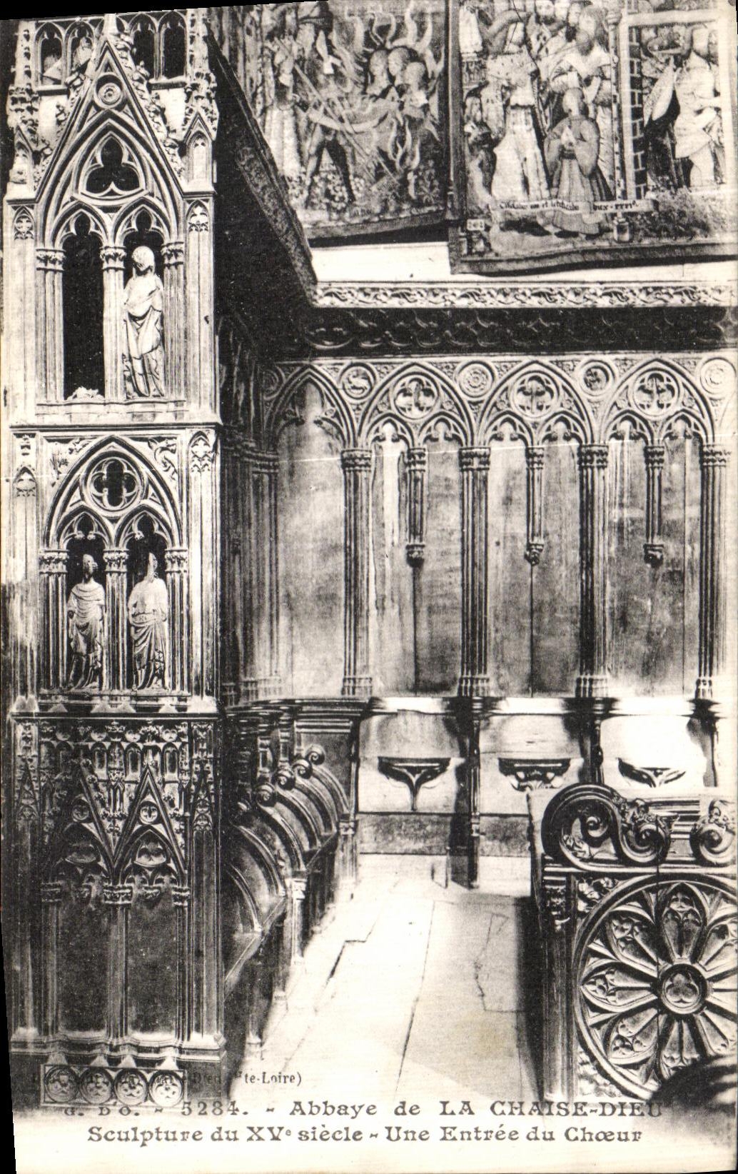 VINTAGE POSTCARD Abbey the Chair God Sculpture an entry of the chorus