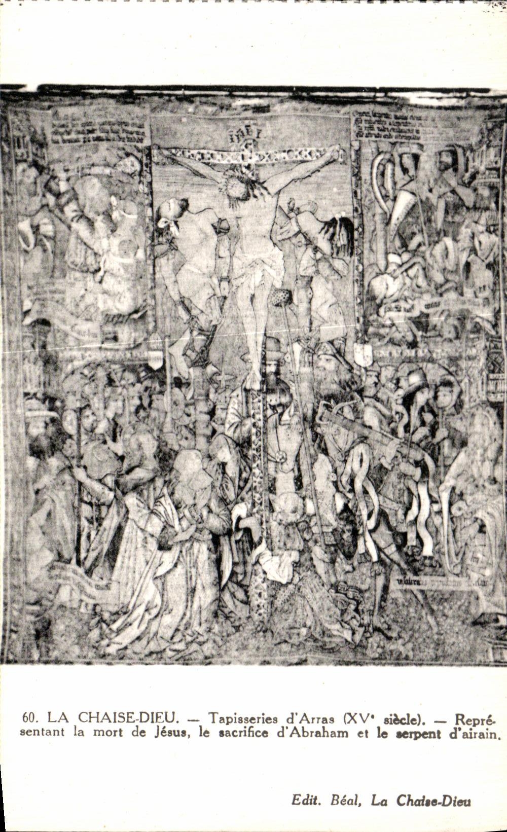 VINTAGE POSTCARD the Chair God Tapestries D Dead Arras of Jesus Sacrifice D Abraham