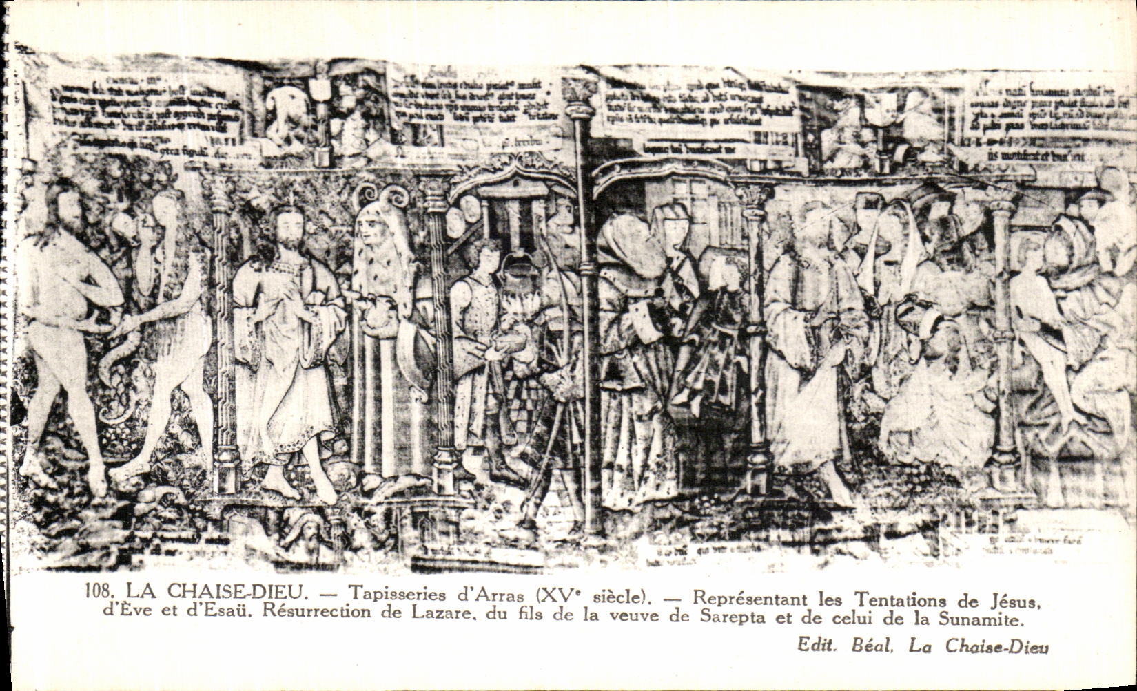 VINTAGE POSTCARD the Chair God Tapestries D Arras Temptations of Jesus