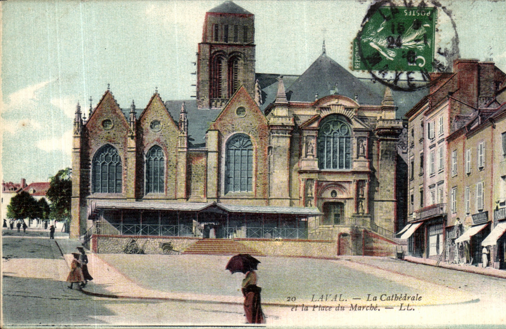 POSTAL Laval de la VENDIMIA la catedral y el lugar del mercado