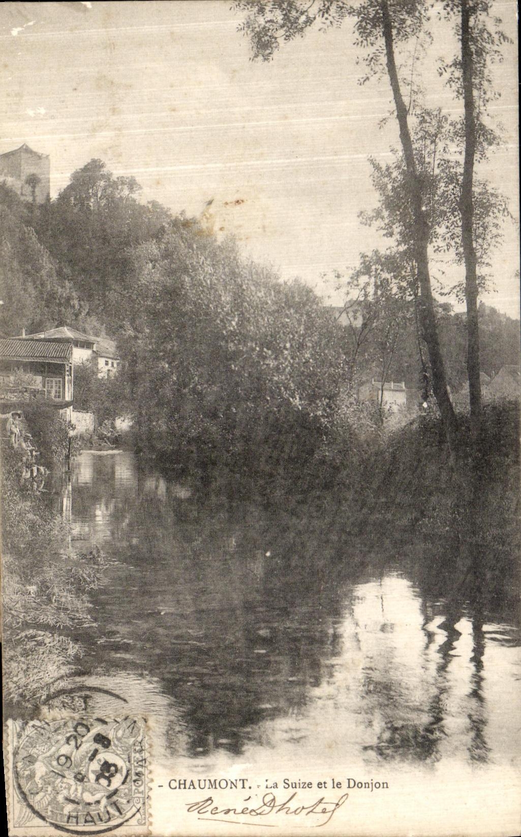 VINTAGE POSTCARD Chaumont the Seine and the Keep