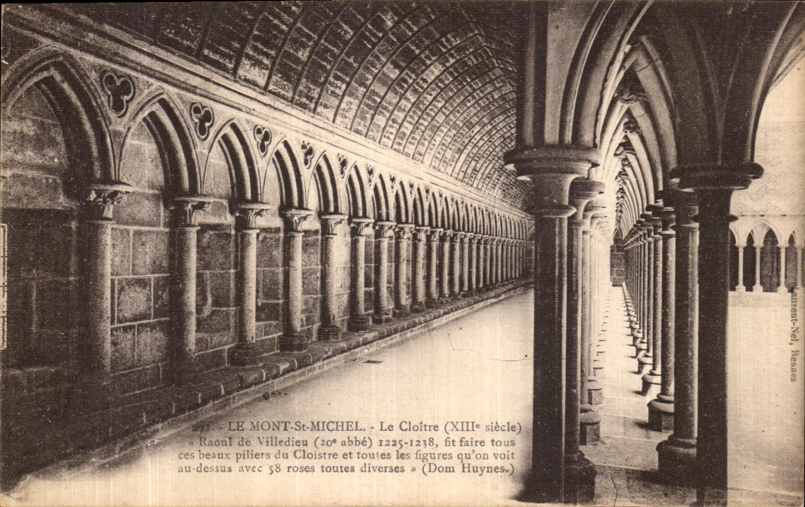 VINTAGE POSTCARD Mont Saint Michel the Cloister