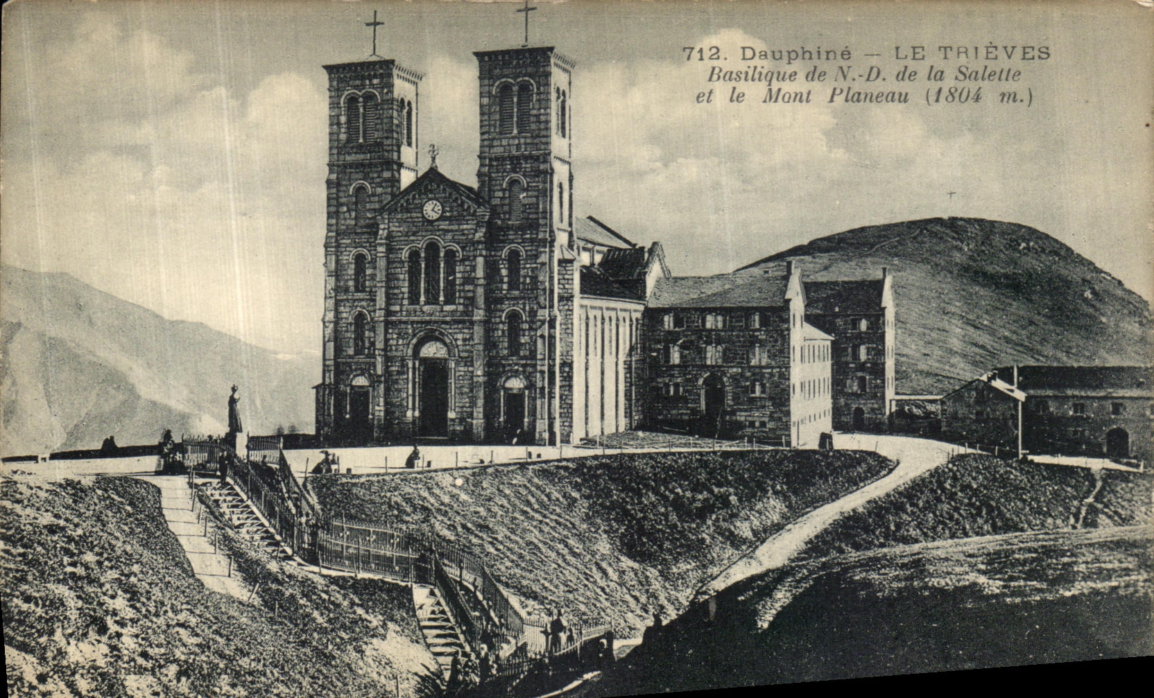 VINTAGE POSTCARD Dauphine Trieves Basilica of ND of Salette and the Planeau mount