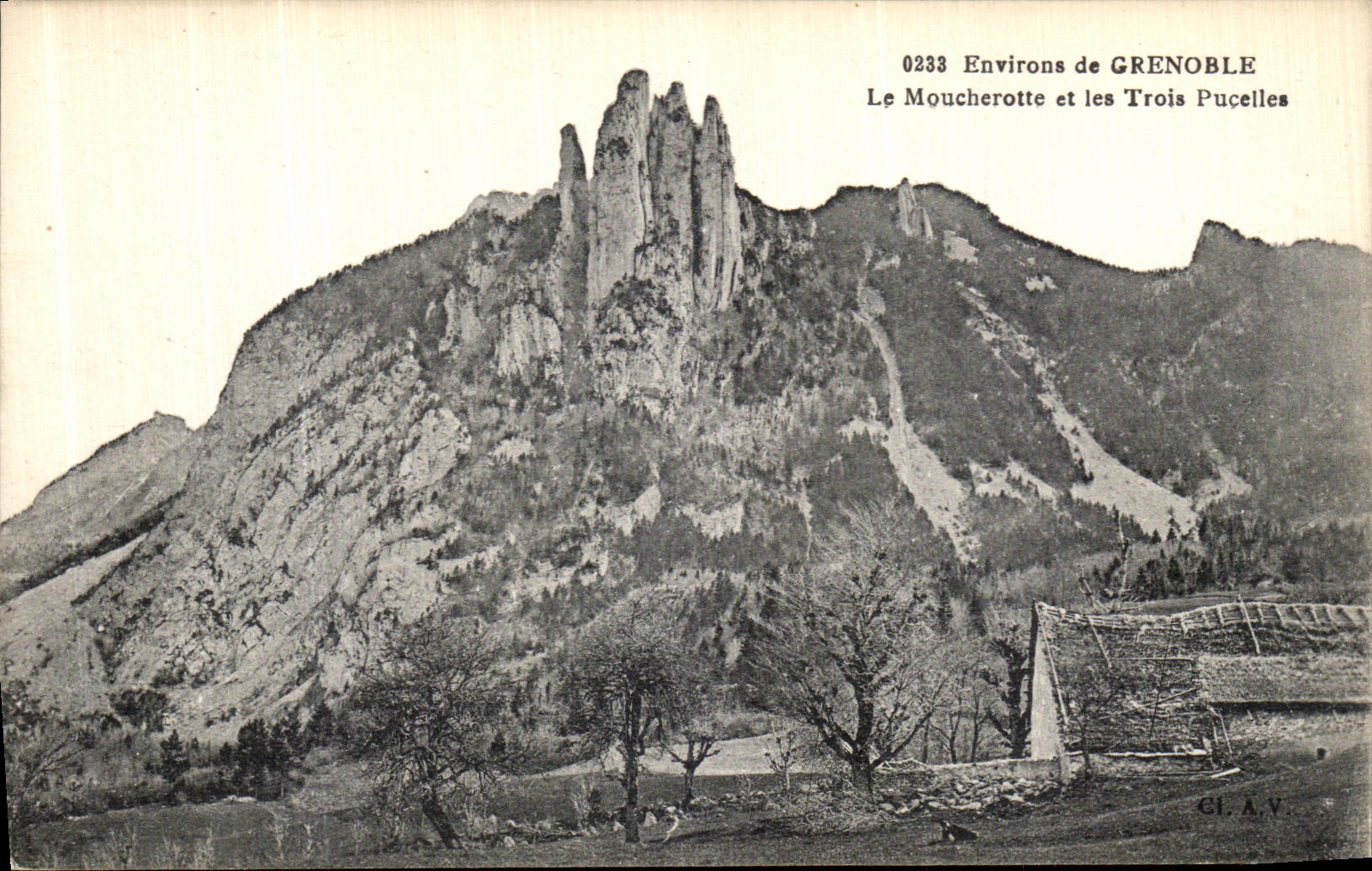 VINTAGE POSTCARD Grenoble Moucherotte and Three virgins