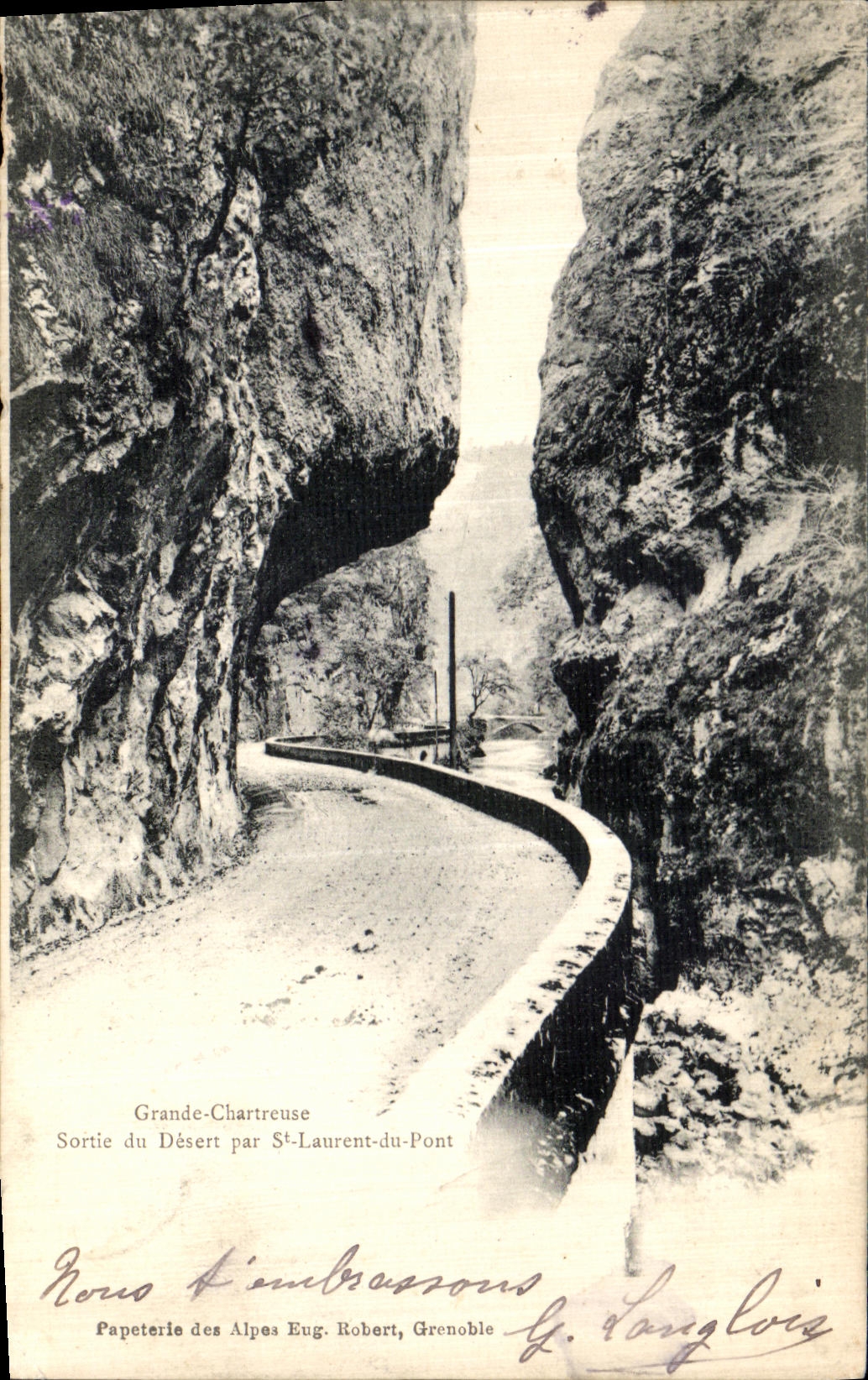 Salida chartreuse de la POSTAL de la VENDIMIA la grande sirve por St Laurent del puente