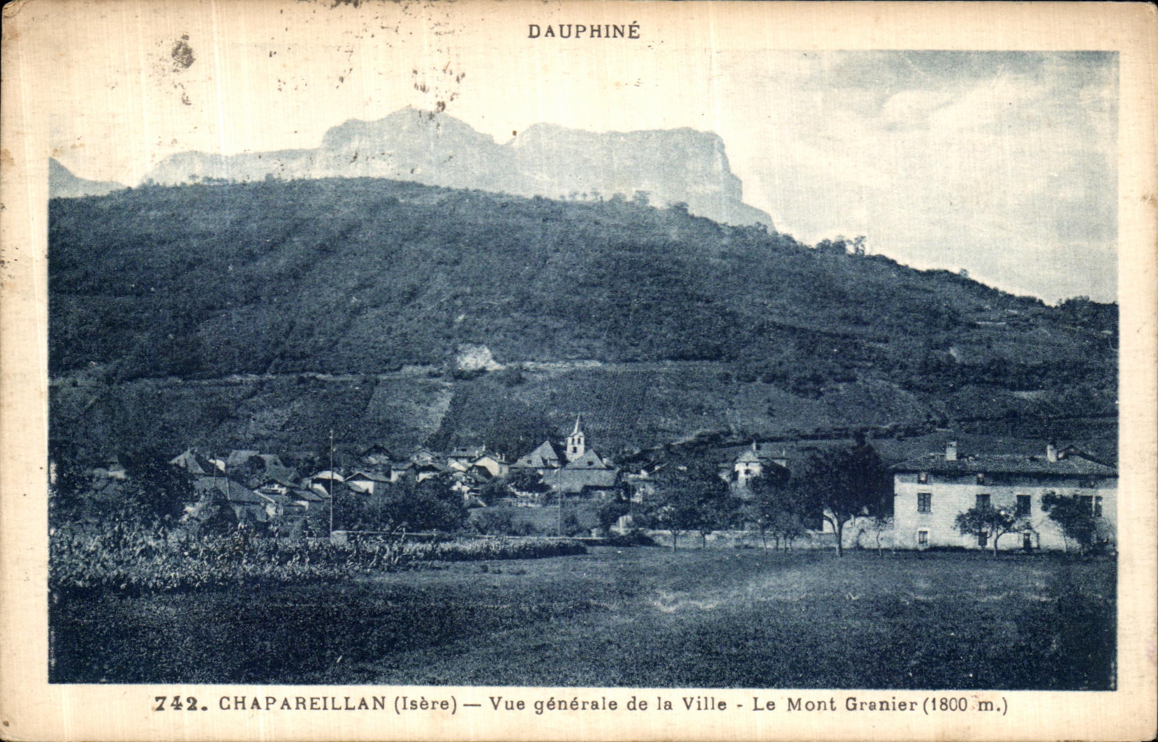 VINTAGE POSTCARD Chapareillan View of the City the mount Attic