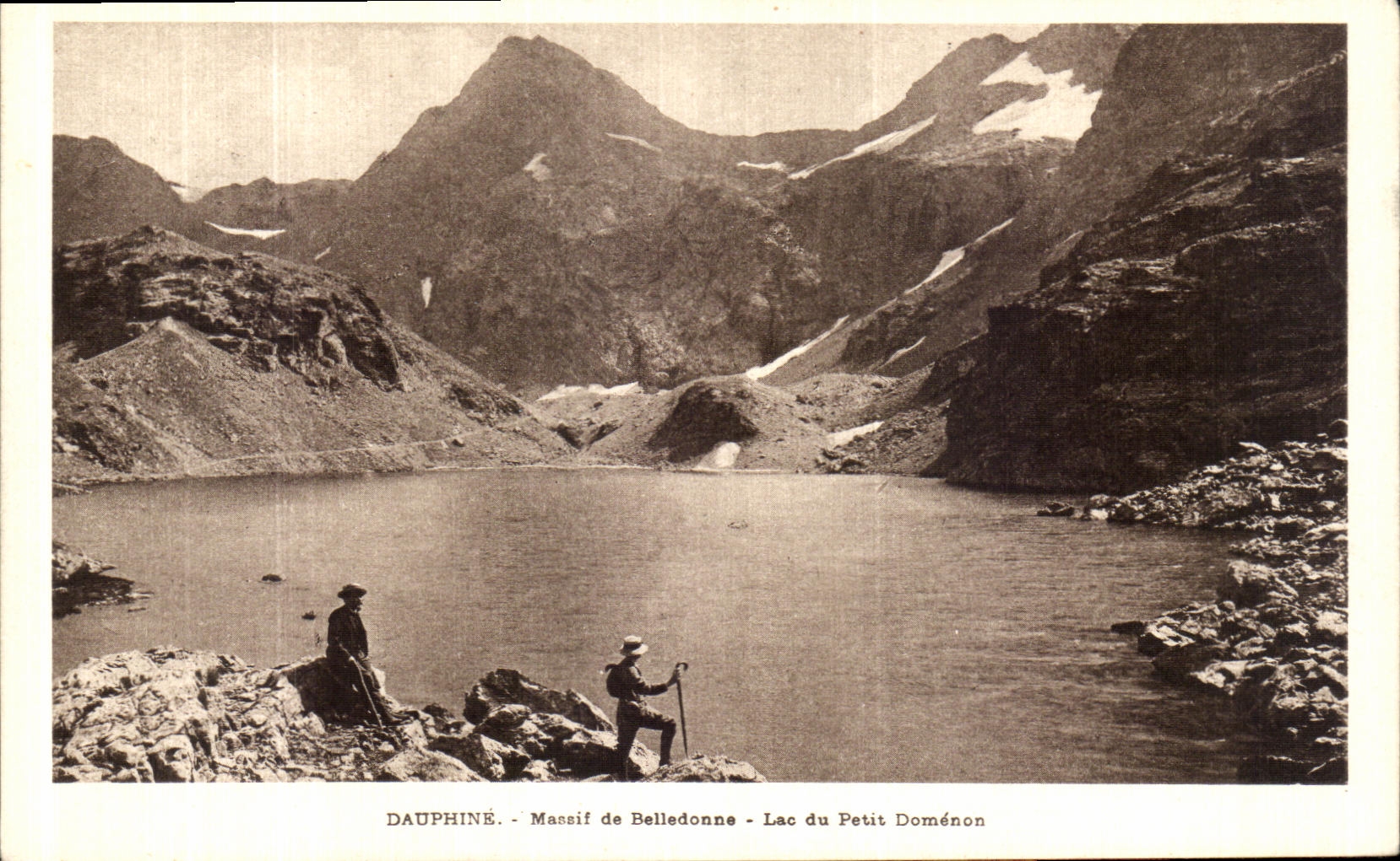 VINTAGE POSTCARD Dauphine Solid mass of Belledonne Lake of Small Domenon