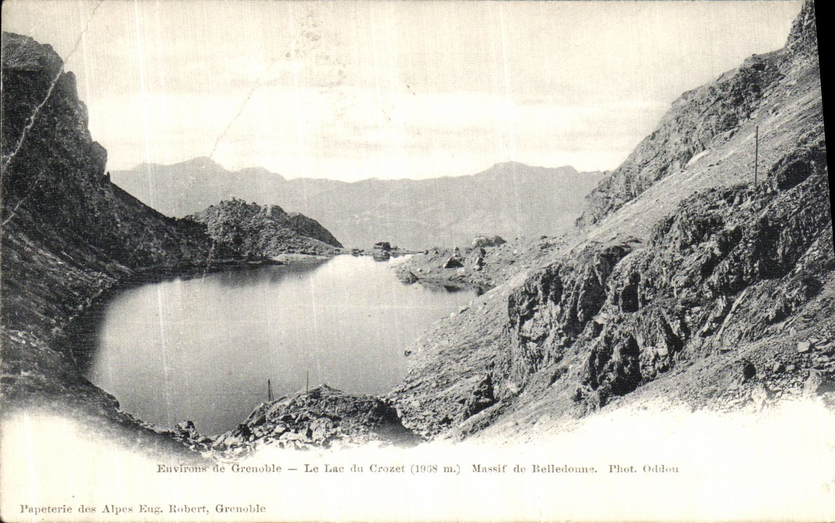 VINTAGE POSTCARD Surroundings of Grenoble the Lake Massive Crozet of Belledonne