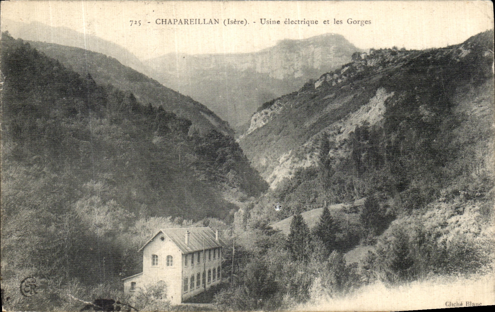 VINTAGE POSTCARD Chapareillan Machines electric and the Falls