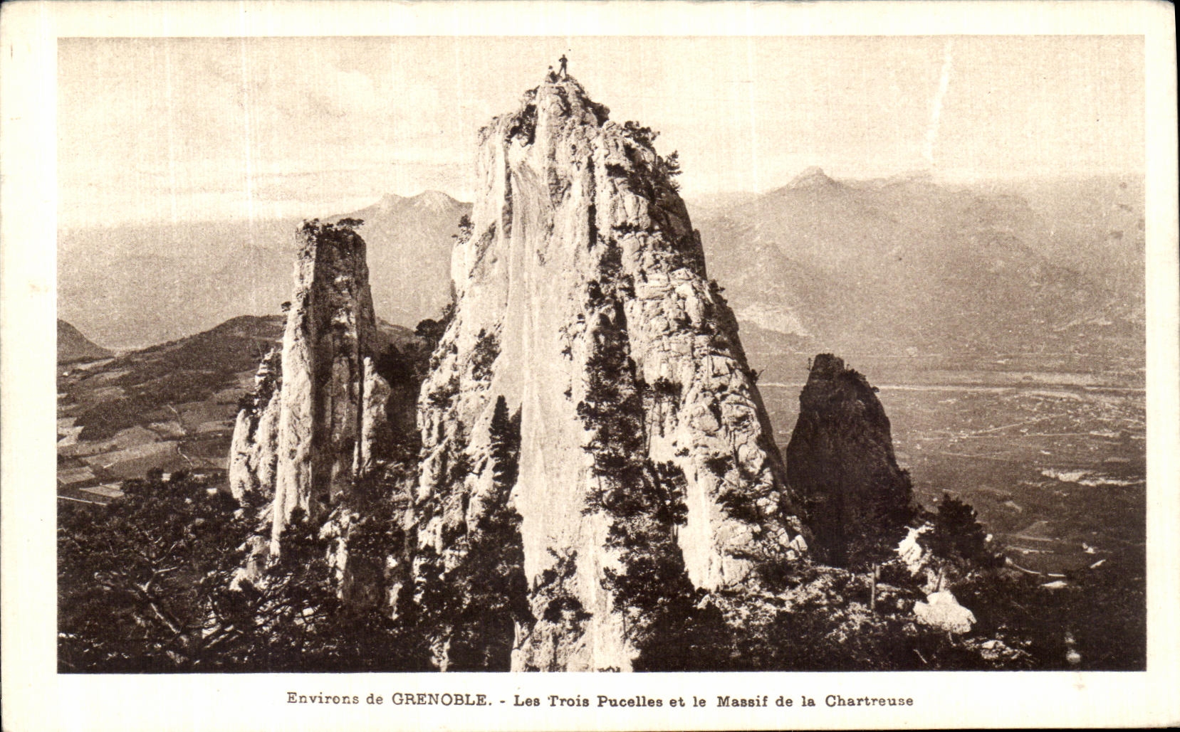VINTAGE POSTCARD Grenoble Three Virgins and Solid mass of Chartreuse