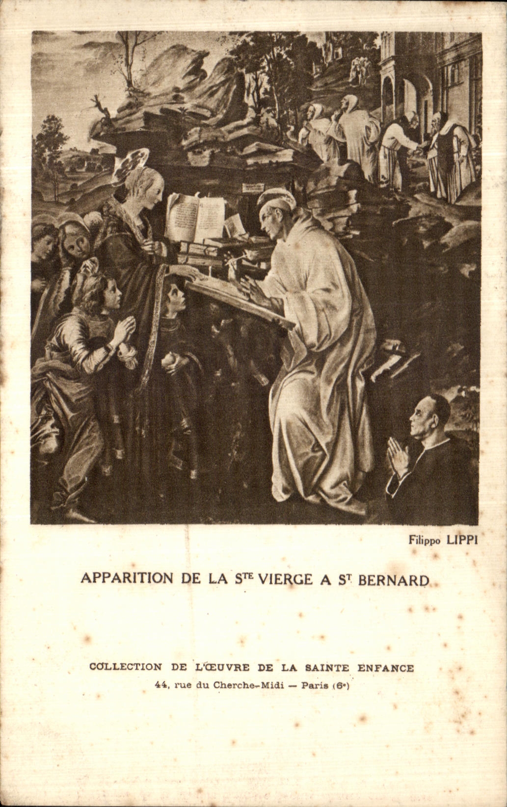 VINTAGE POSTCARD Collection Of L works Of Sainte Childhood Appearance of the Virgin co  has St Bernard