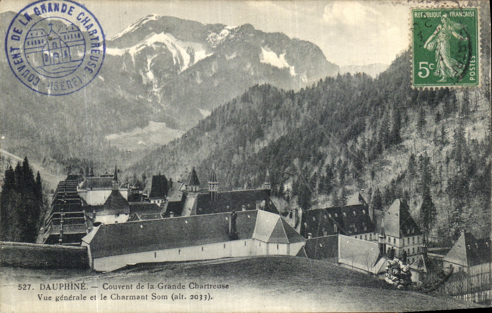 Convento de Dauphine de la POSTAL de la VENDIMIA de la vision chartreuse grande y del som encantador