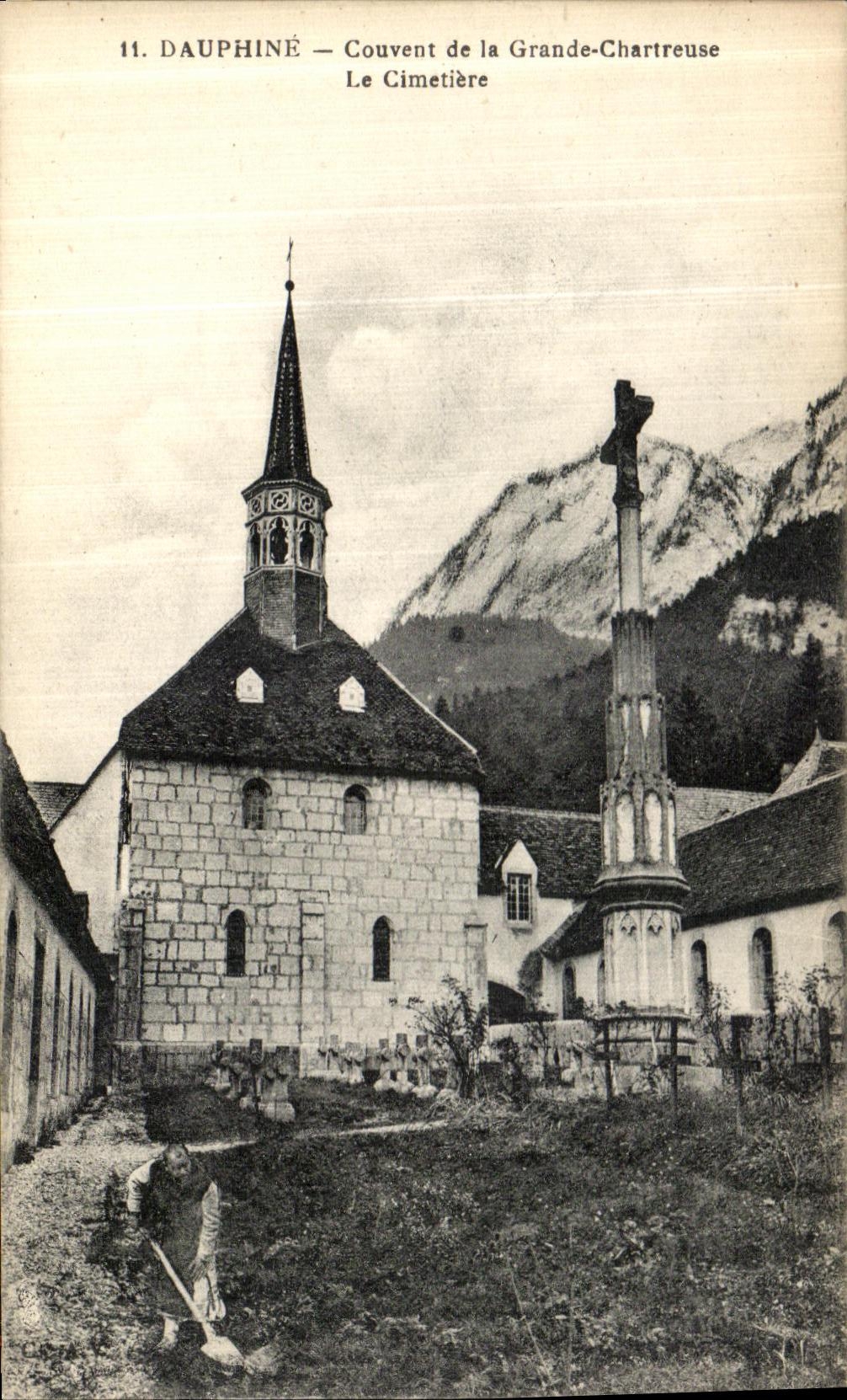 Convento de Dauphine de la POSTAL de la VENDIMIA de chartreuse grande el cementerio