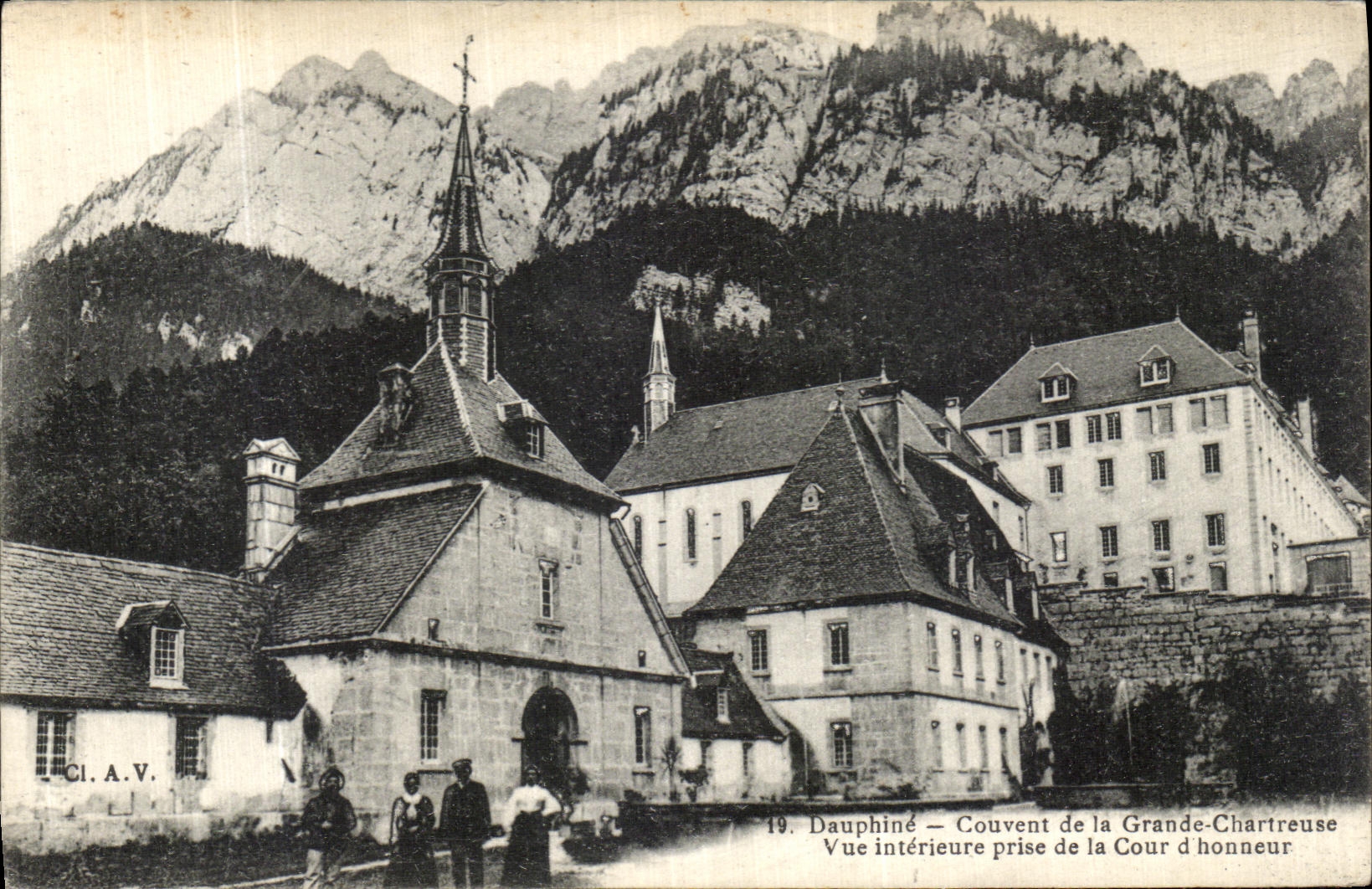 Convento de Dauphine de la POSTAL de la VENDIMIA del reten interior visto chartreuse grande de la corte