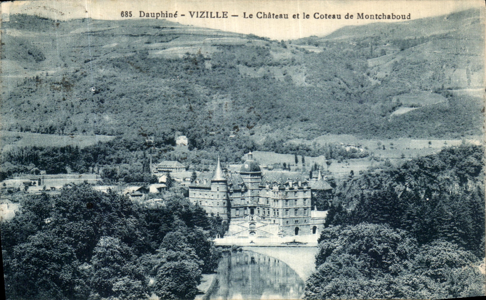 VINTAGE POSTCARD Dauphine Vizille the Castle and the slope of Montchaboud