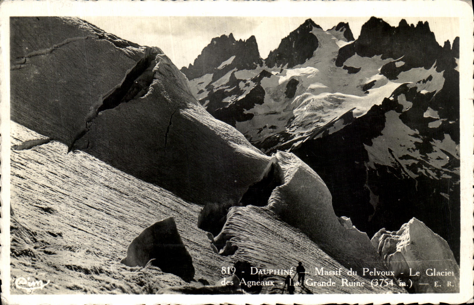 VINTAGE POSTCARD Dauphine Solid mass of Pelvoux Glacie of the Lambs the Large one Ruins