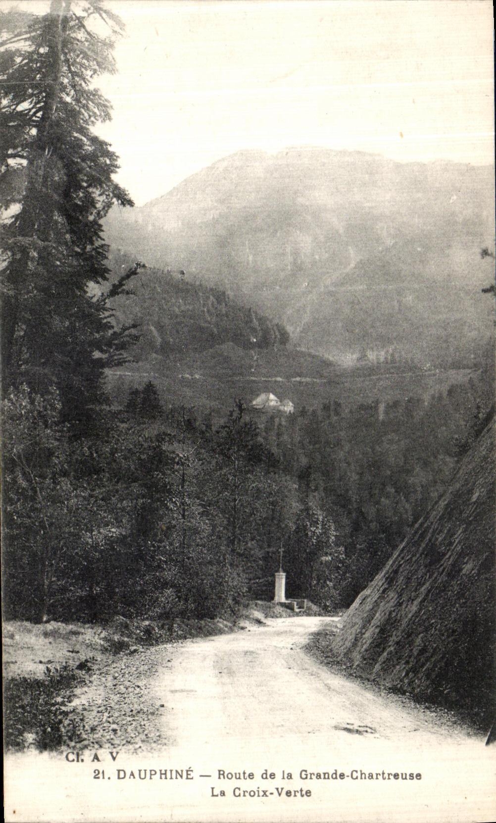 Camino de Dauphine de la POSTAL de la VENDIMIA de Gramnde chartreuse la cruz verde