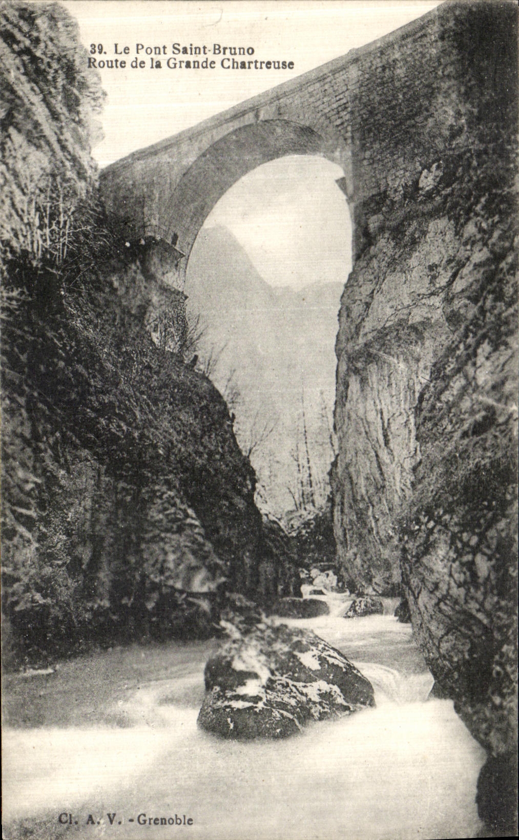 Camino de Dauphine de la POSTAL de la VENDIMIA de chartreuse el puente santo Bruno