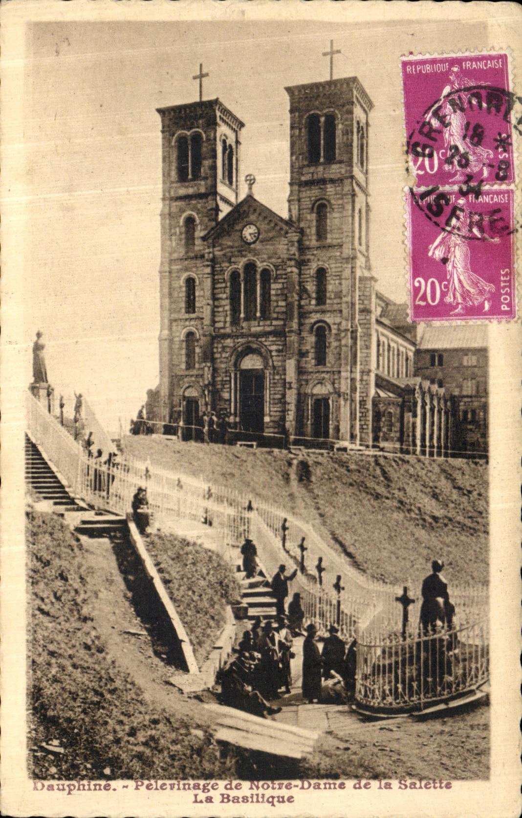 VINTAGE POSTCARD Dauphine Pilgrimage of Notre Dame of Salette the basilica