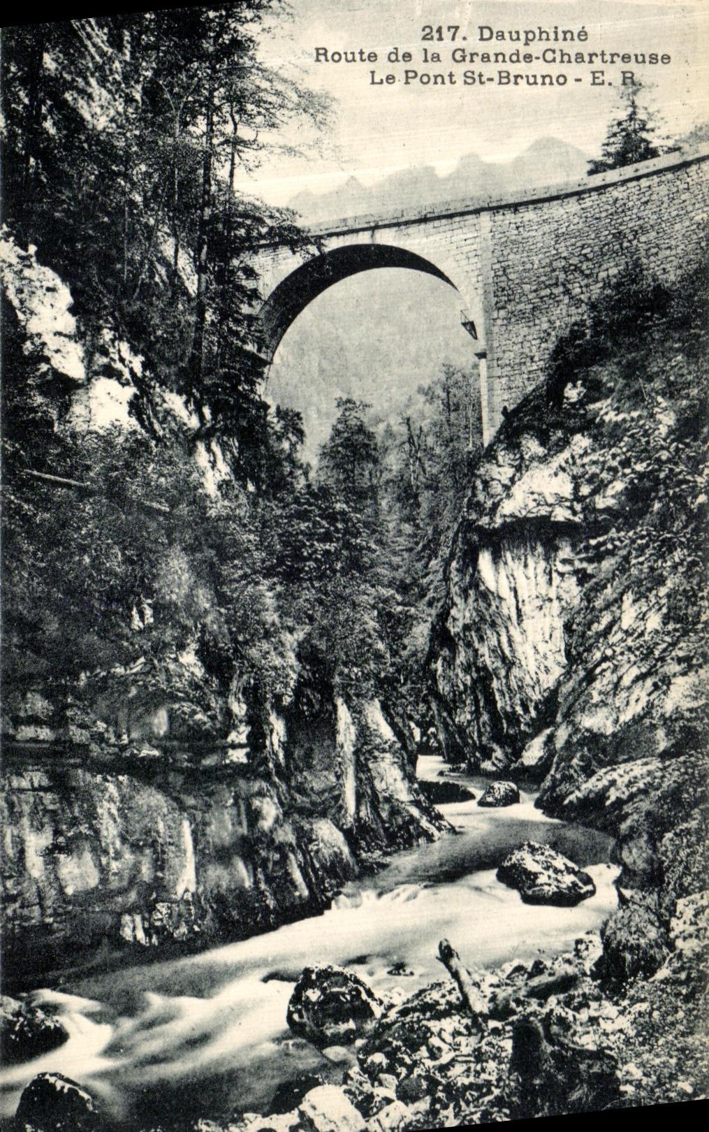 Camino de Dauphine de la POSTAL de la VENDIMIA de chartreuse grande el St Bruno del puente