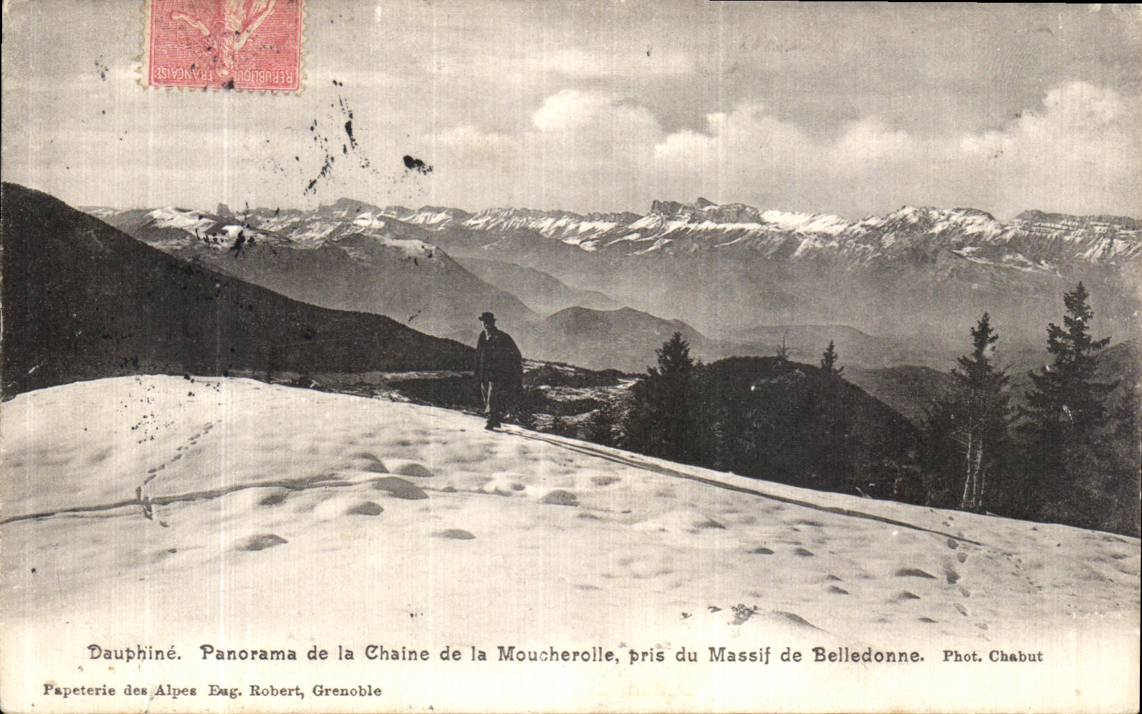 VINTAGE POSTCARD Dauphine Panorama of the Chain of Moucherolle Taken of the Solid mass of Belledonne