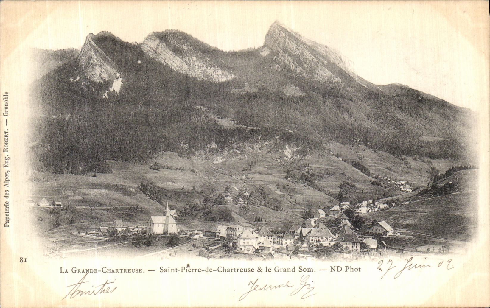 VINTAGE POSTCARD Large Chartreuse Saint Pierre of Chartreuse and large Som