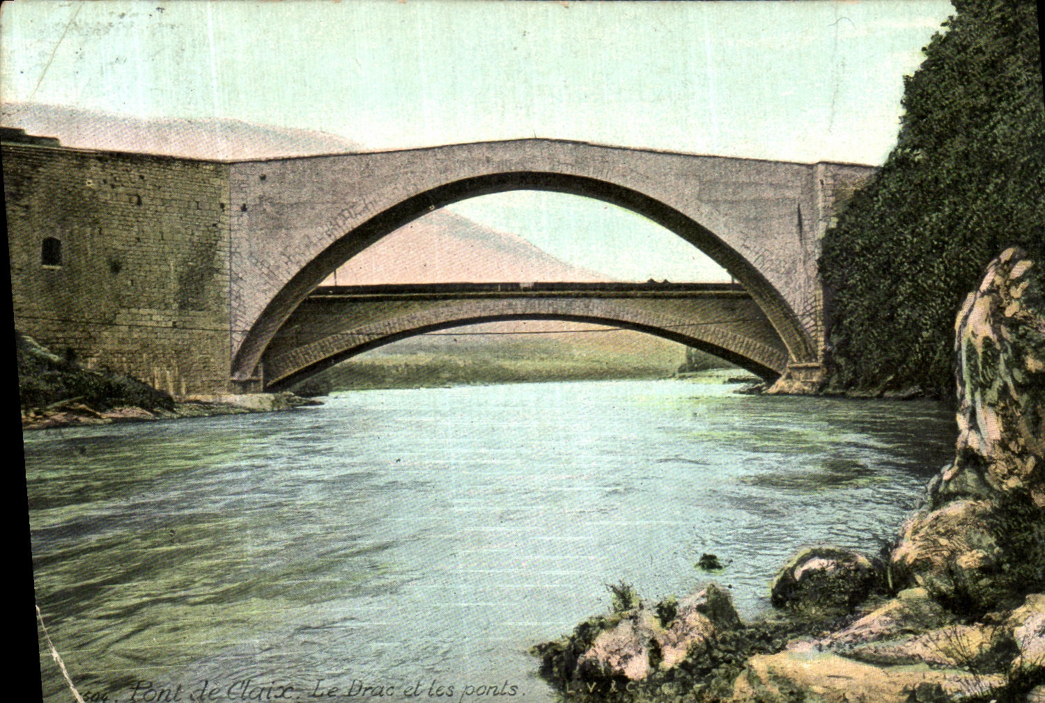 VINTAGE POSTCARD Bridge of Claix Drac and bridges