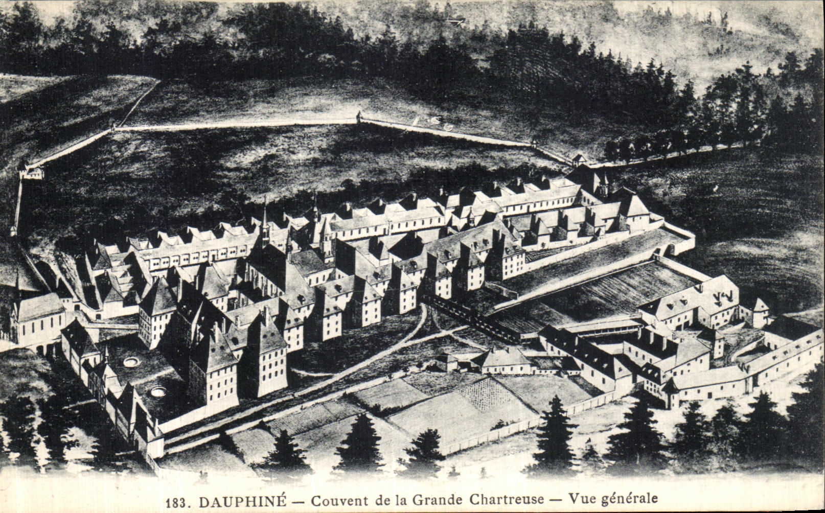 Convento de Dauphine de la POSTAL de la VENDIMIA de la vision chartreuse grande