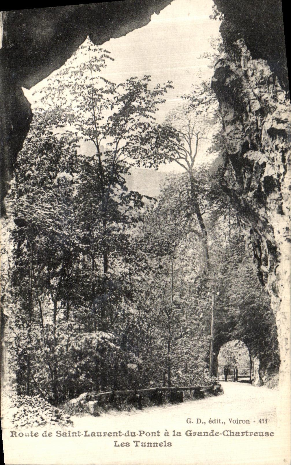 Camino de la POSTAL de la VENDIMIA de Saint Laurent del puente en túneles chartreuses grandes