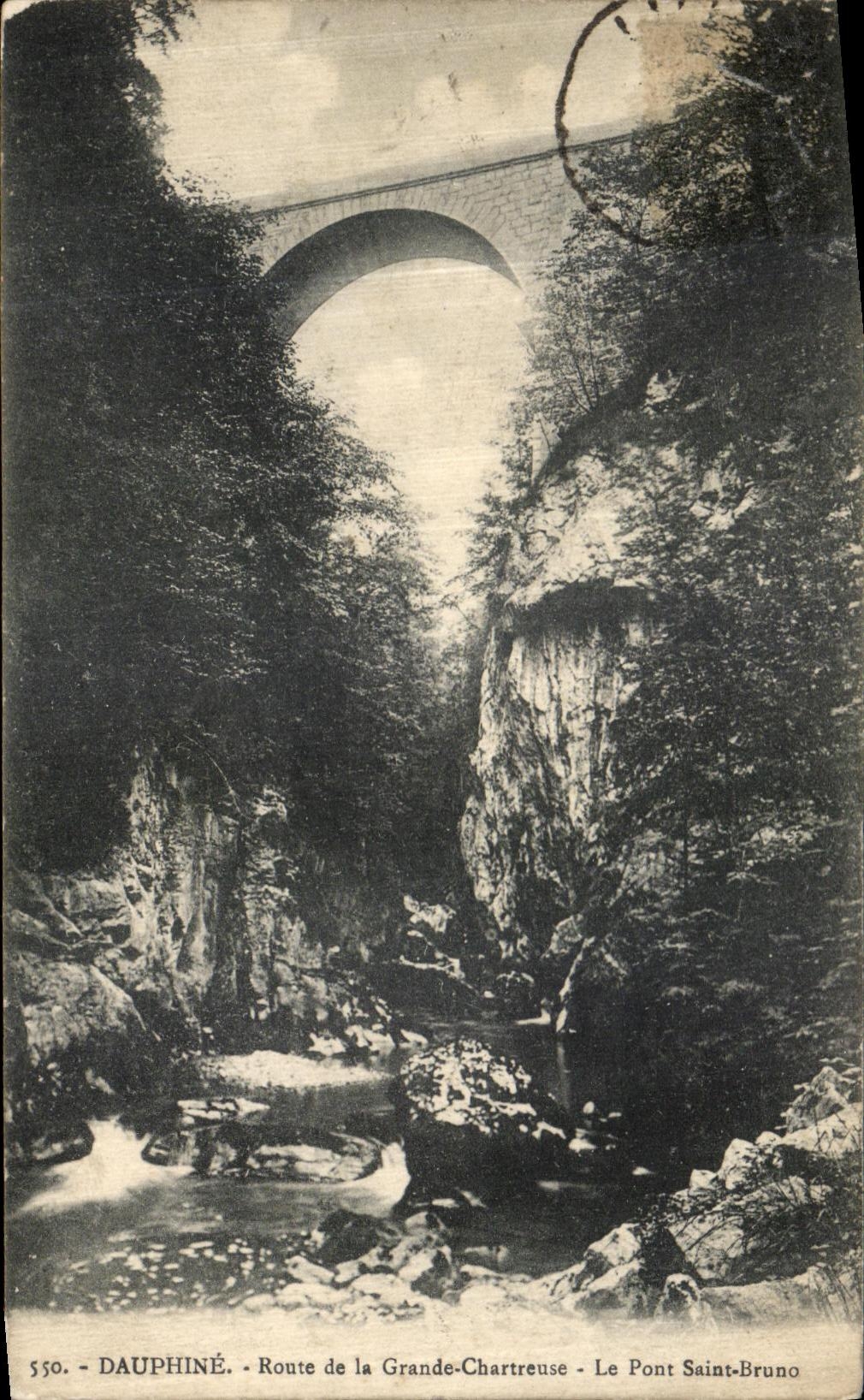 Camino de Dauphine de la POSTAL de la VENDIMIA de chartreuse grande el puente santo Bruno