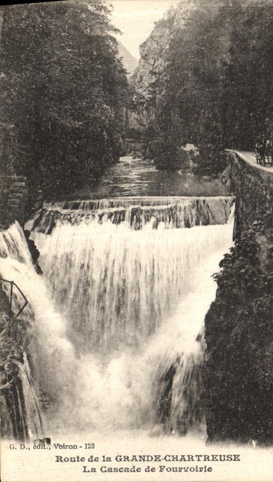 Camino de la POSTAL de la VENDIMIA de chartreuse grande la cascada de Fourvourie