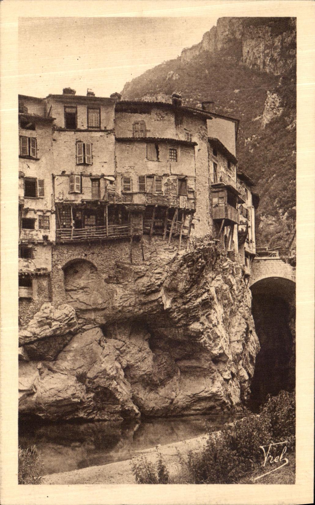 VINTAGE POSTCARD Bridge in Royans