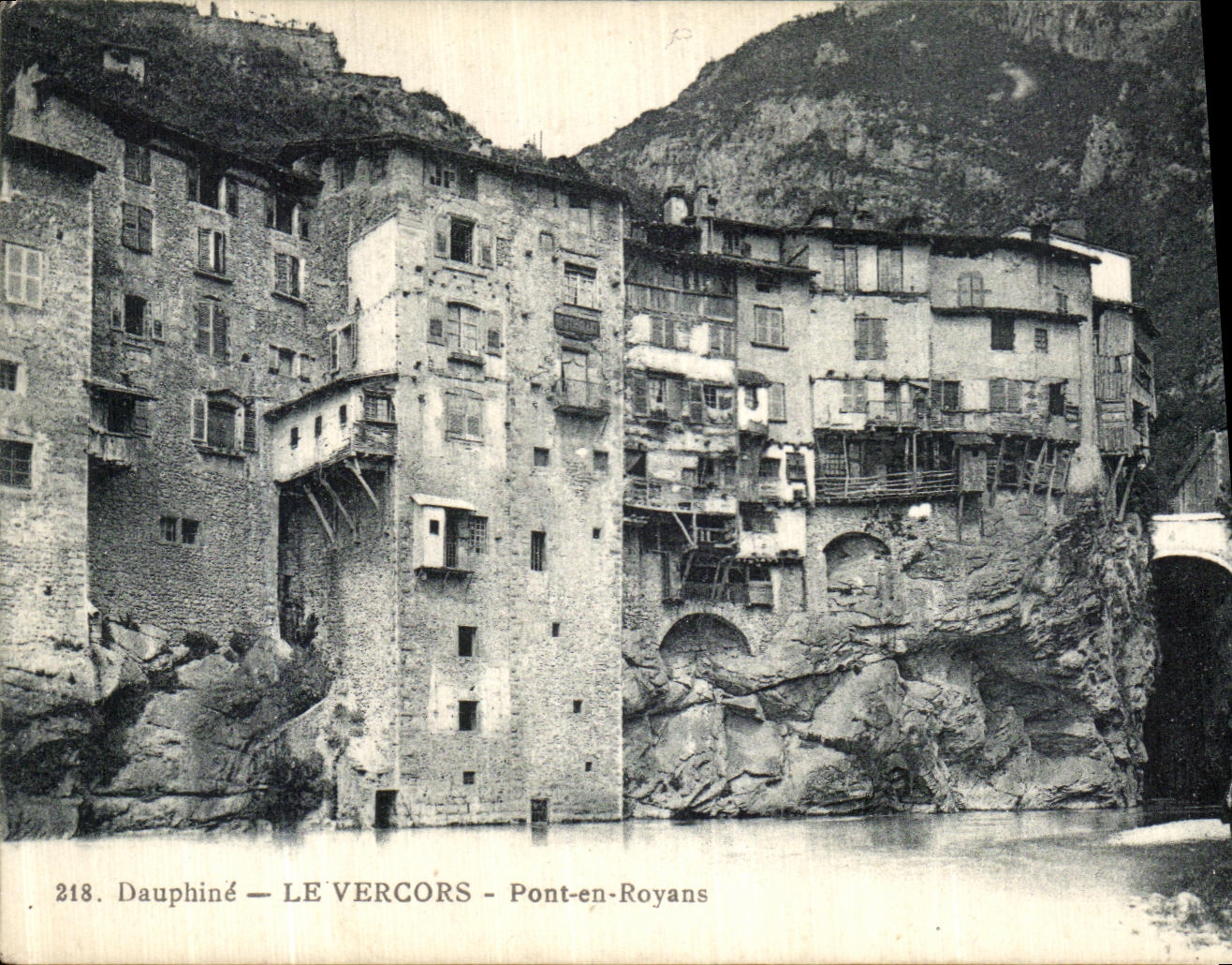 Puente de Dauphine Vercors de la POSTAL de la VENDIMIA en Royans