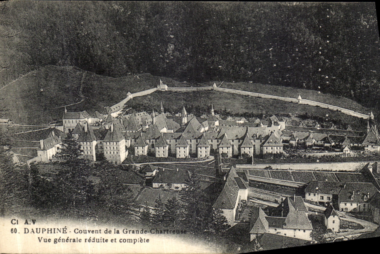 Convento de Dauphine de la POSTAL de la VENDIMIA de la vision chartreuse grande